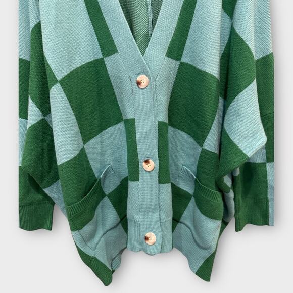 Dressed in Lala Love You Oversize Checkerboard Cardigan Size S/M - Picture 8 of 14